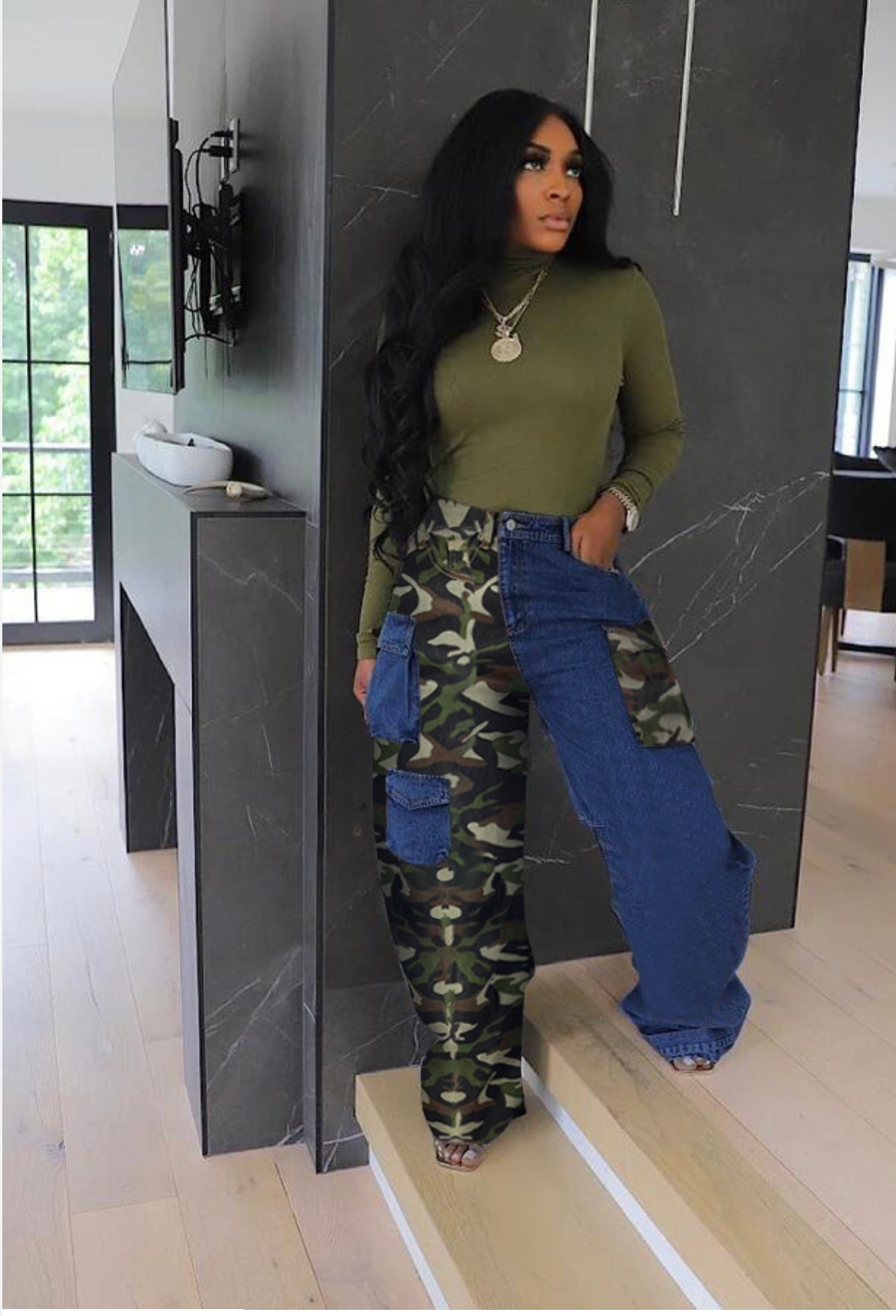 Camo Cargo Denim Jeans